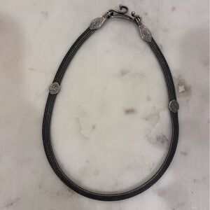 Silver Mesh Metal Necklace with Hook Clasp